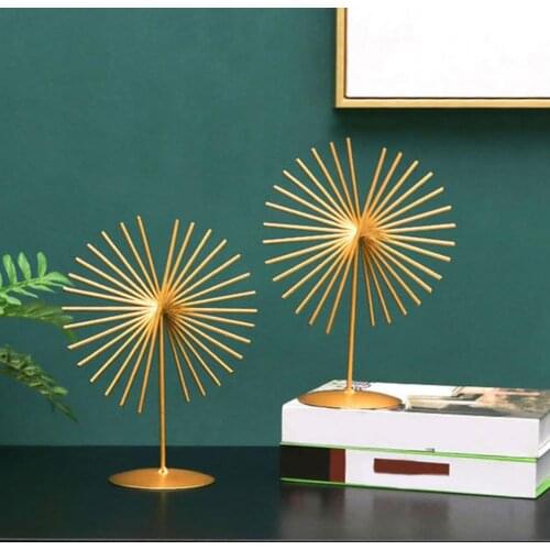 Abstract Ornament with Base Decoration Creative Geometric Lines Sculpture Iron Art For Office Shop Living Room Bedroom Decor