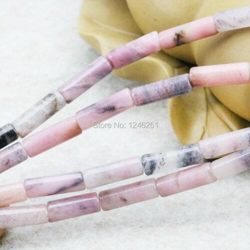 Accessories Red Rhodonite Loose DIY Beads Natural Stone Bamboo Tube Jewelry Making Design 5X14mm 15inch For Women Girls Gems