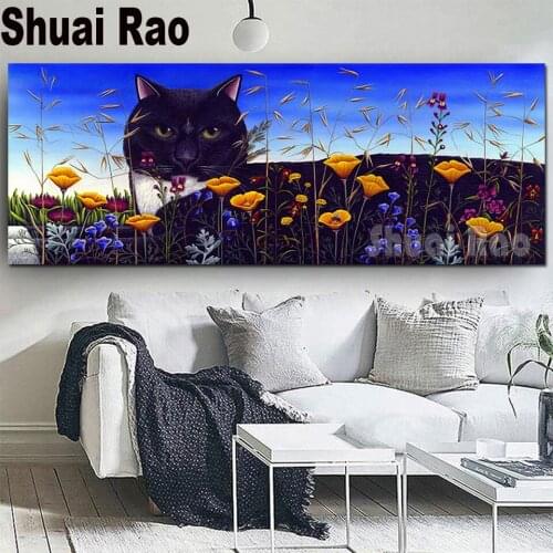 DIY 5D Diamond Painting Black Cat Full Square Round Diamond Embroidery Cross Stitch Mosaic Art handmade gift home decor