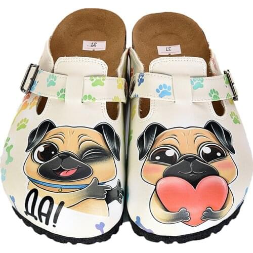Digital Edition womens heart-shaped dog design printed indoor sabo slippers New Season Casual Sandals Soft Soled Woman Man Kids