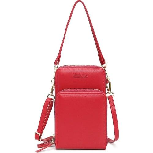 Women Crossbody Cell Phone Shoulder Bag Large Capacity Multifunctional Lady Mobile Phone Wallet Zipper Clutch Wallet