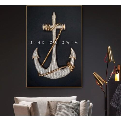 Anchor Painting Canvas Art Cuadros Decora Black Poster Nordic Picture Decoration Maison Posters And Prints Drop Shipping
