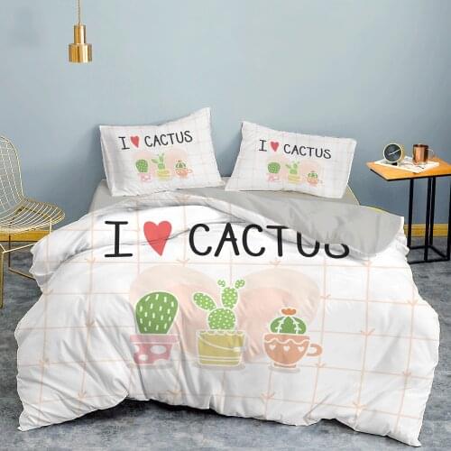 ZEIMON Plant Bedding Set Kids Girls Cactus Duvet Cover Set Sweet Quilt Cover with Pillowcase Home Textiles King Drop shipping
