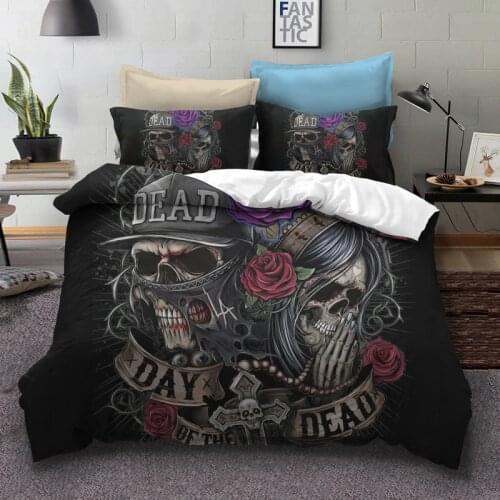 Fanaijia flower sugar Skull Bedding Sets queen size 3D dead skull Duvet Cover set Bed bedline AU US size bedline