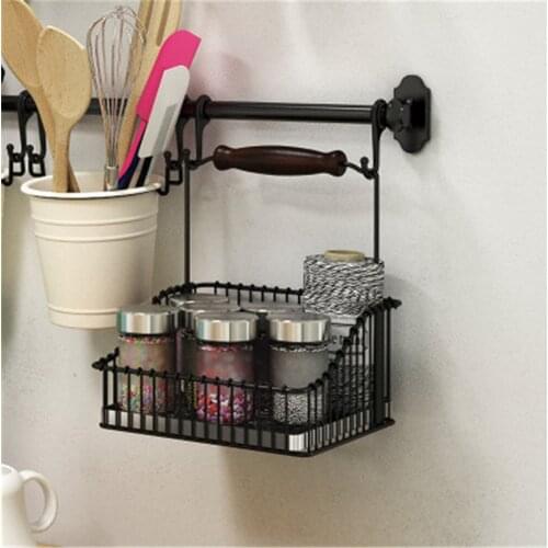 Kitchen Hanging Baskets Stainless Steel Seasoning Oil Bottle Net Basket Multifunction Bathroom Toiletries Wall Storage Organizer