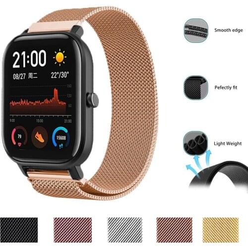 20mm/22mm Metal Strap for Amazfit Bip Lite/GTS 2 2e Stainless Steel Wristband Amazfit GTR 2 2e 42mm 47mm Bracelet Accessories