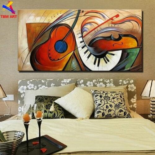 Music Subject Picture Hand painted Modern Abstract Oil Painting on Canvas for Living Room Wall Art Home Decoration Gift SL014