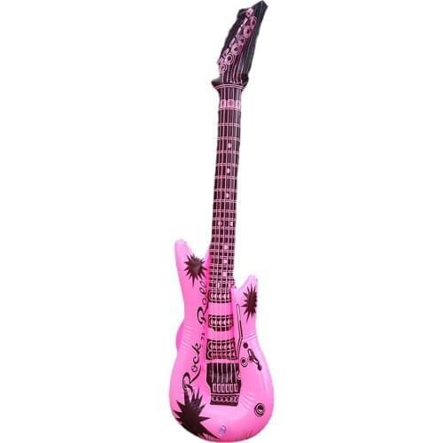 91cm Inflatable Guitar Toy Pvc Stage Props Childrens Simulation Inflatable Instruments Multi-color Party Large Show Accessories
