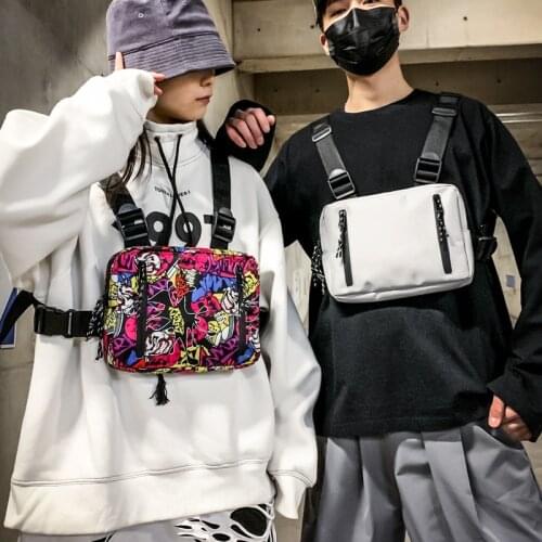 New Graffiti Hip-Hop Chest Bags For Man Fashion Double Opening Rectangle Women Streetwear Sgraffiti Writer Chest Rig Bag