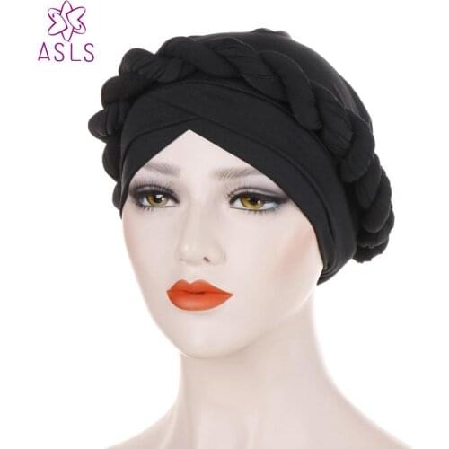 2019 New Women Cross Twist Braid Turban Hat Elastic Muslim Hair Loss Cancer Hat Chemo Beanie Cap Hijab Headband Hair Accessories