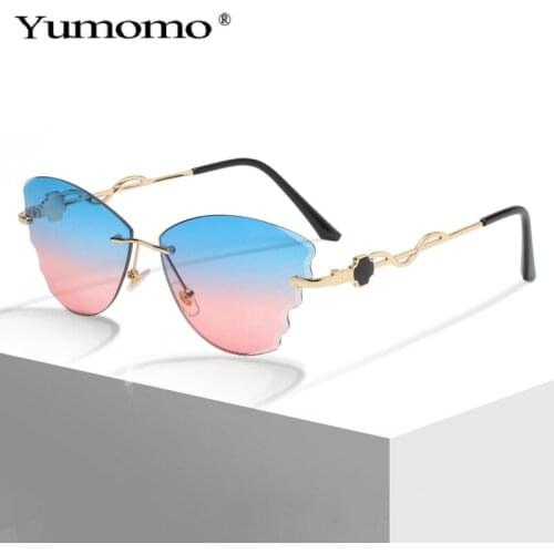 New Sunglasses Women Personality Butterfly Sunglasses Gradient Shades Sun Glasses Rimless UV400 Ladies Punk Eyewear