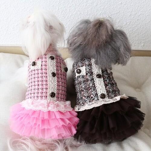 Dog Clothes Grid Lace Fashion Cat Dog Dress Coat Jacket PET Clothing For Dogs Pet Winter Warm Pet Products Puppy Teddy Chihuahua