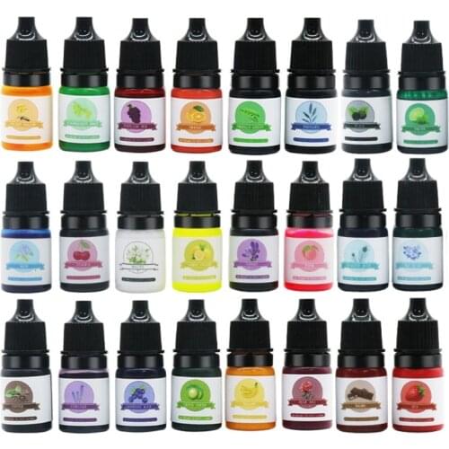 24 Colors Epoxy Resin Pigment Transparent Non-Toxic UV Epoxy Resin Dye Liquid for UV Resin Coloring Resin Jewelry Making