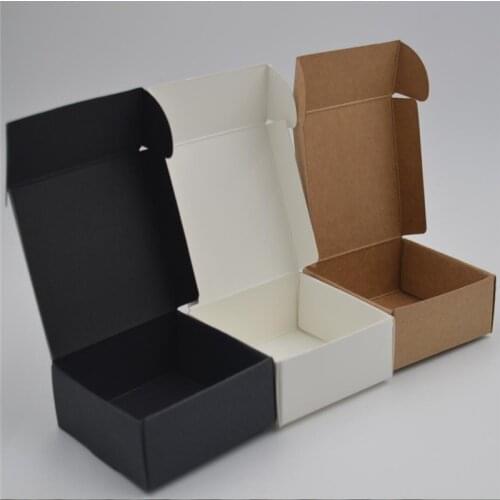 100pcs 17 sizes Brown Kraft Paper Aircraft Gift Boxes White/Black Candy Box For Handmade Soap Wedding Party Gift Packaging Boxes