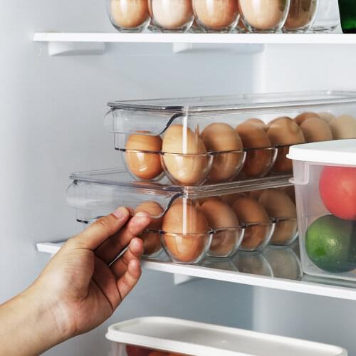 12/14/21 Grids Egg Storage Box Egg Tray Containers Kitchen Refrigerator Eggs Transparent Dispenser Airtight Fresh Preservation