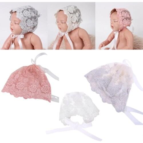 Baby Infant Newborn Girls Kids Lace Floral Hat Cap Beanie Bonnet Hats Photo Prop R9JD