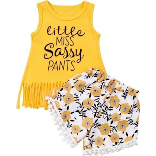 Emmababy Newborn Toddler Kids Baby Girls Sassy Tops Vest Short Pants 2PCS Outfits Clothes