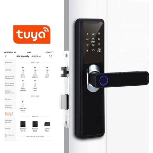 Wifi Tuya Smart Door Lock Biometric Fingerprint Storage Password IC Card Lock With Lock Cylinder For Home Apartment Office Lock