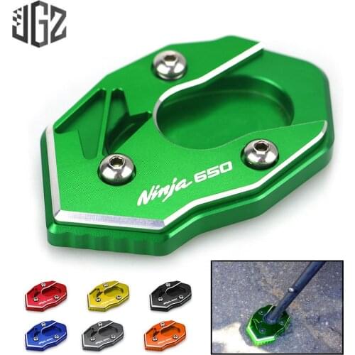Motorcycle Enlarge Plate CNC Kickstand Side Stand Enlarger Extension Pad for Kawasaki Ninja 650 2016 2017 2018 2019 Accessories