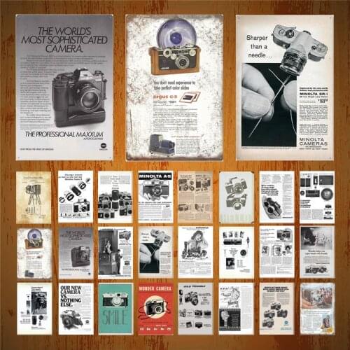 Camera Vintage Tin Sign Metal Wall Decor Metal Poster Plaque Looks Like Newspaper Propaganda Wonder Camera Shop Rome Decor