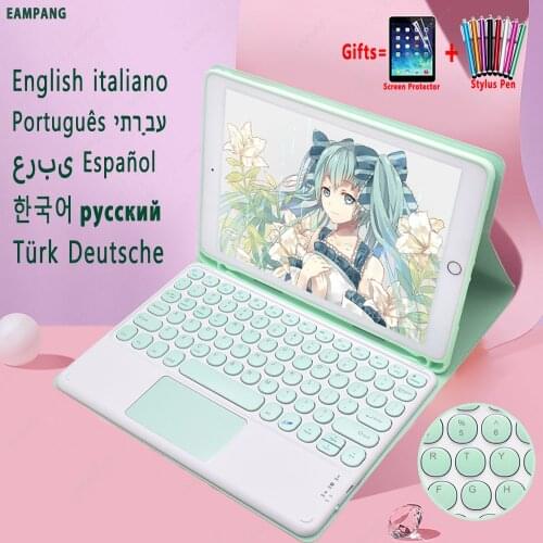 Round Touchpad Keyboard Case for iPad 10.2 7 7th 2019 8 8th 2020 Russian Spanish Arabic Hebrew Korean Turkish Portugues Keyboard