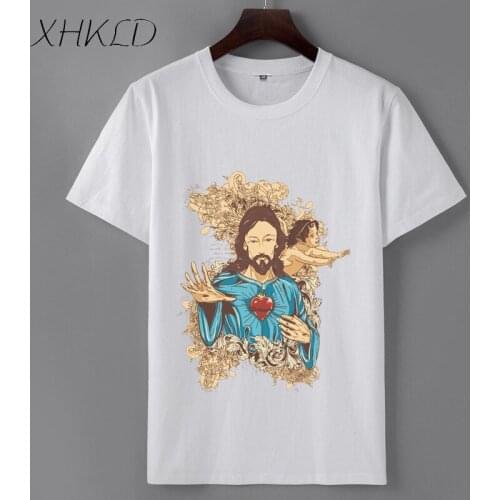 XHKLD Summer short sleeves 100% Cotton funny harajuku t-shirt mens o-neck Slim male Plus Size Sweat casual tops camisetas hombre
