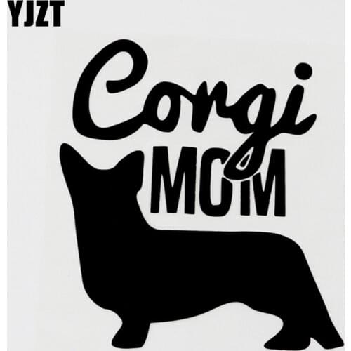 YJZT 11.9CM×12.7CM Funny Animal Corgi Mom Vinyl Decal Car Sticker Black/Silver 13F-0064