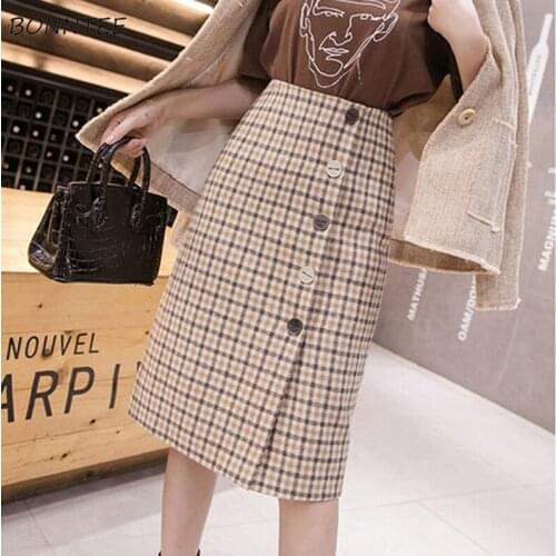 Skirts Women Vintage Plaid A-Line Slim All-match Korean Style High Waist Harajuku Streetwear Womens Mini Skirt Students Clothing