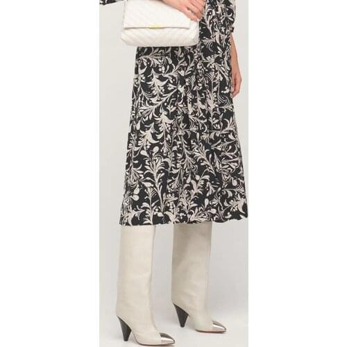 Vintage Floral Print Women Midi Skirt 2021 Spring Summer Elastic Waist Ladies Fashion Long Skirts Jupe for Holiday