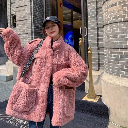 Lamb Fur Coat Female Parkas 2021 Winter Wild Fur Plush Cotton Coat Korean Loose Cotton Coat Winter Warm Thicke Cotton Coat