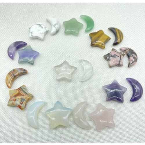 Natural Gem stone Quartz Crystal tiger eye Opal amethyst Star moon Pendant for Jewelry making necklace Accessories No Hole 10pcs