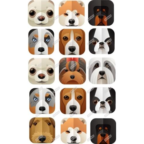15 Dog Breeds Edible Cookie Topper Wafer Rice Paper for Cake Cupcake Toppers Birthday Wedding Cake Decoration Party Decor Supply
