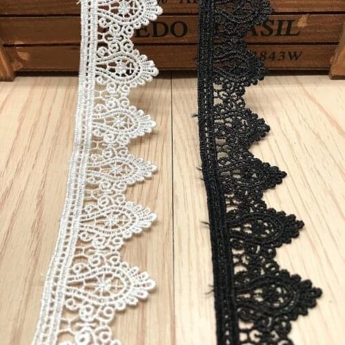 15yards Black White Water Soluble Polyester Lace Trim Applique For Clothes Home Textiles Apparel Sewing Lace Fabric Accessories