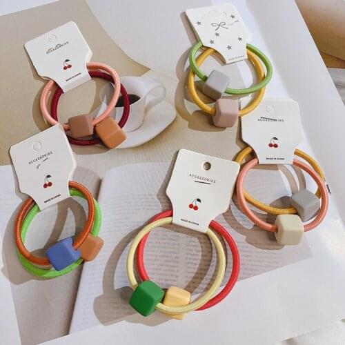 2pcs/lot Hair Ties Women Elastic Hair Bands Cute Colorful Candy Colors Girls Hair Rubber Bands Hair Ties Hair Accessories New