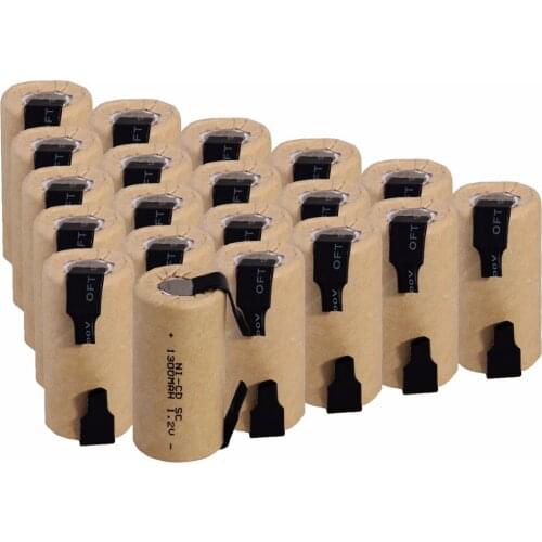 20 pcs SC 1300mah 1.2v battery NICD rechargeable batteries for emergency light toy equipment power 4.25cm*2.2cm for power tools