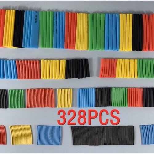 328pcs/Box Heat Shrink Tube Kit Shrinking Assorted Polyolefin Insulation Sleeving Heat Shrink Tubing Wire Cable 8 Sizes 2:1 S