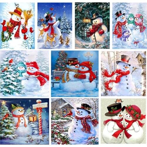 5D DIY Diamond Painting Cartoon Christmas Full Round Drill Snowman Diamond Embroidery Christmas Gift Cross Stitch Kits Gift