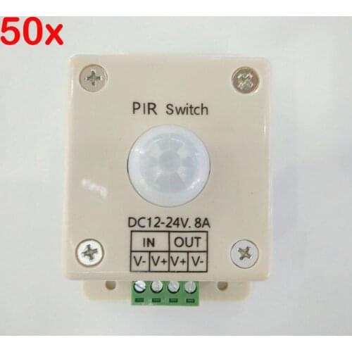 FREE DHL 50pcs/lot 12V/24V 8A PIR Sensor Switch LED Motion Sensor PIR Cotroller for LED Strip Light