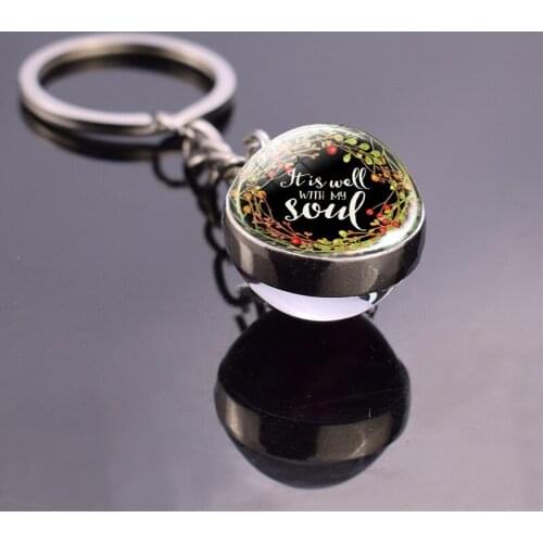 It Is Well with My Soul Serenity Prayer Keychain Bible Verse Keychain Keyring Scripture Jewelry Christian Key Ring Gifts