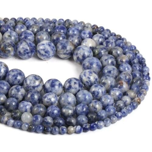 Natural stone beads Sodalite stone 8mm Round Ball loose beads for Jewelry Making Necklace DIY Bracelets Accessories 15'' Strands