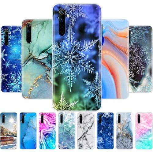 For Realme 6 Realme 6 Pro Realme 6s Realme 6i Case Silicon Cover For OPPO Realme6 6pro 6s 6i marble snow flake winter christmas