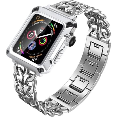 Case+Strap for Apple Watch Band 44 mm 42mm 42mm 40mm Stainless Steel Metal Bracelet for iWatch SE 6 5 4 3 Protective Cover