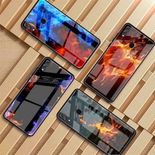 Fire flame Tempered Glass Phone Case For Huawei P20 P30 P40 P40 Lite Pro Psmart Mate 20 30 Cover Shell