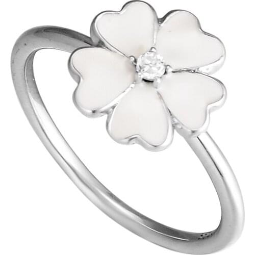CKK 925 Sterling Silver Rings Primrose Silver Ring And White Enamel For Women Original Jewelry Making
