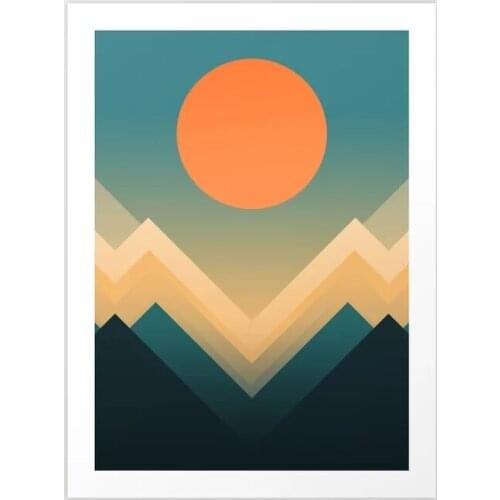 Home Decor Canvas Paintings Cartoon Sun Colorful Mountain Pictures Wall Art Printed Modular Poster No Frame Artwork Living Room