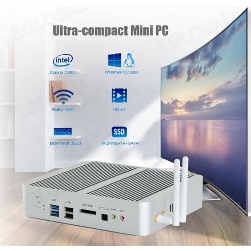Eglobal UHD 620 mini PC 8th Gen intel core i5 8250U fanless low power micro computer Windows 10 Linux 4K HTPC DDR4 32G TV BOX