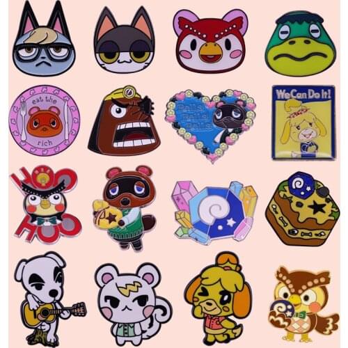 ZF2009 Cartoon Animal Party Owl Dog Bear Jewelry Enamel Pins And Brooches Creative Metal Denim Hat Badge For Friends Kids