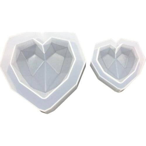 Concrete Mould DIY Geometry Heart-shaped Mold High Mirror Gypsum Aromatherapy Car Decoration Handmade Silicone Mold Concrete