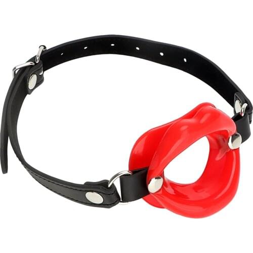 IKOKY Fetish Sex Toys for Couples Rubber Lips Adult Product Leather Oral Fixation SM Bondage Open Mouth Gag O Ring Restraints