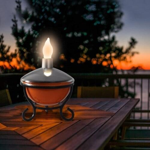Solar Kerosene Lamp Creative Touch Light Orange with Bracket Solar Table Lamp High and Low Brightness Can Be Adjusted